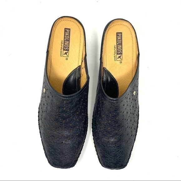 PIKOLINOS GOMERA W6R-5810 black leather slip on dress mules - Picture 5 of 9